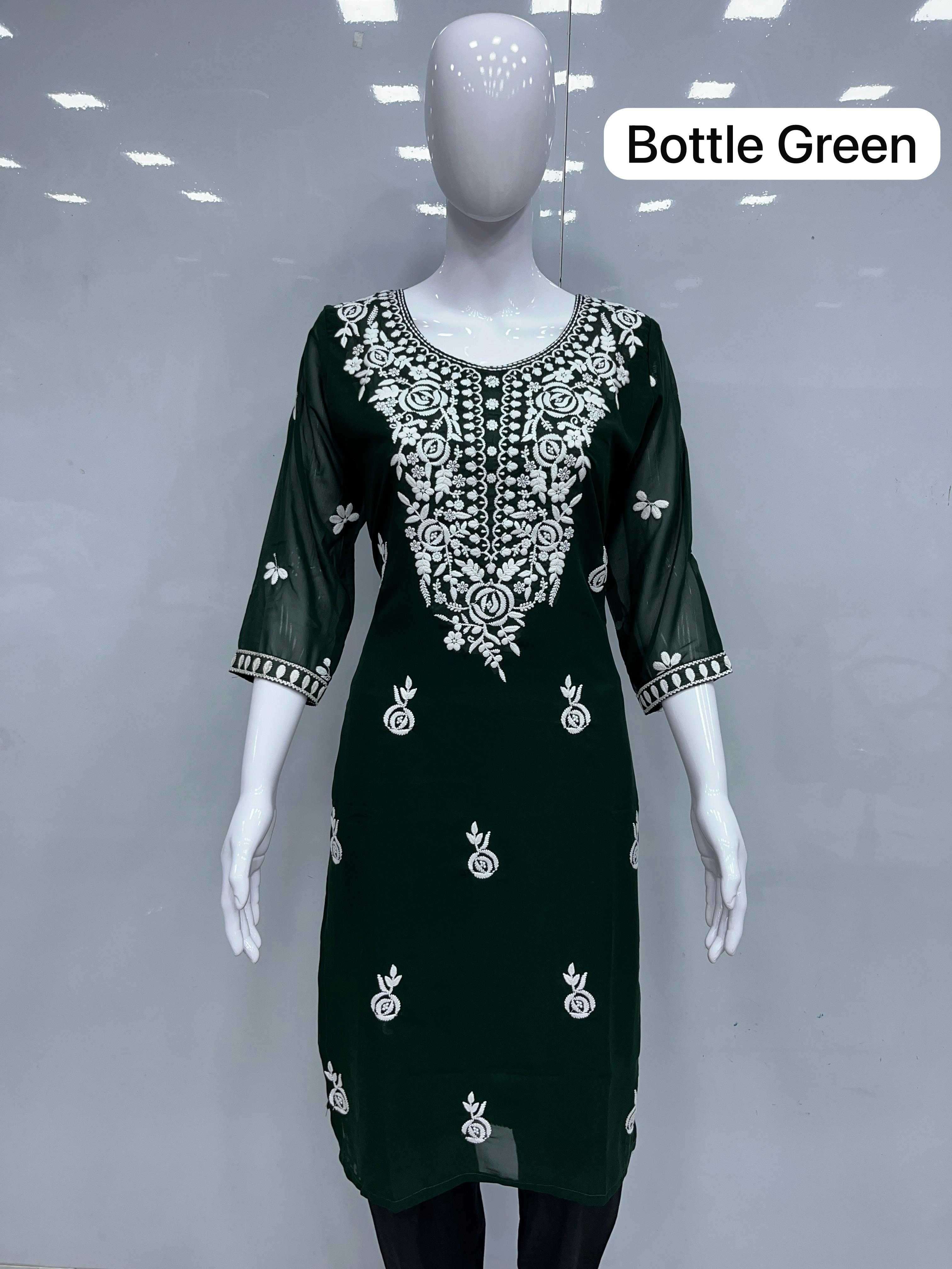 piroi launch fox blooming georgette stylish lakhnavi full stitch combo set kurti