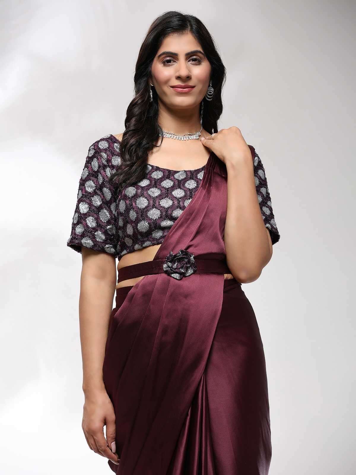 pr 101202 imported satin occasion wear stylish ready to wear sarees 