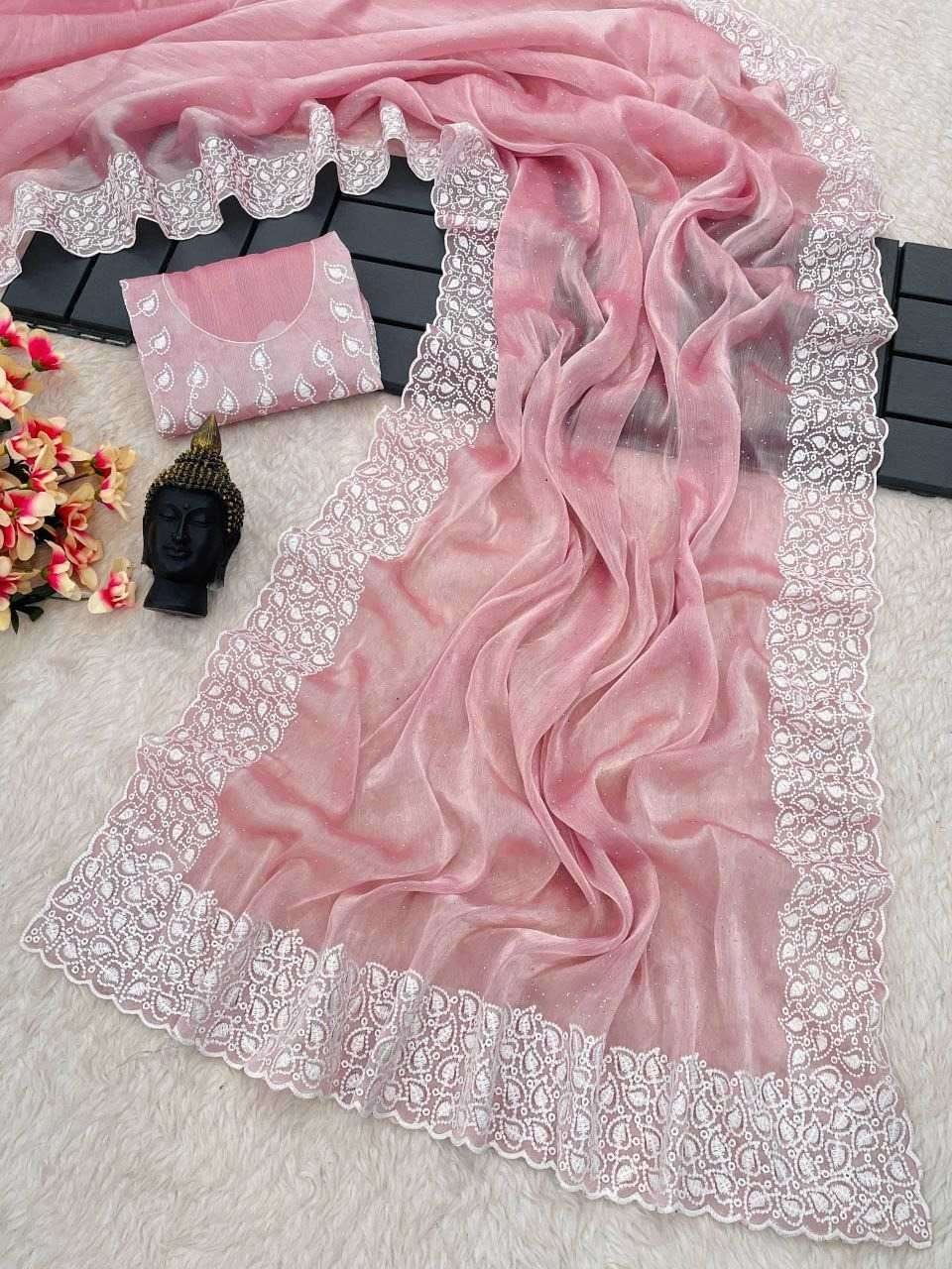 pr ds 678 exclusive party wear zimi chu stone work saree 