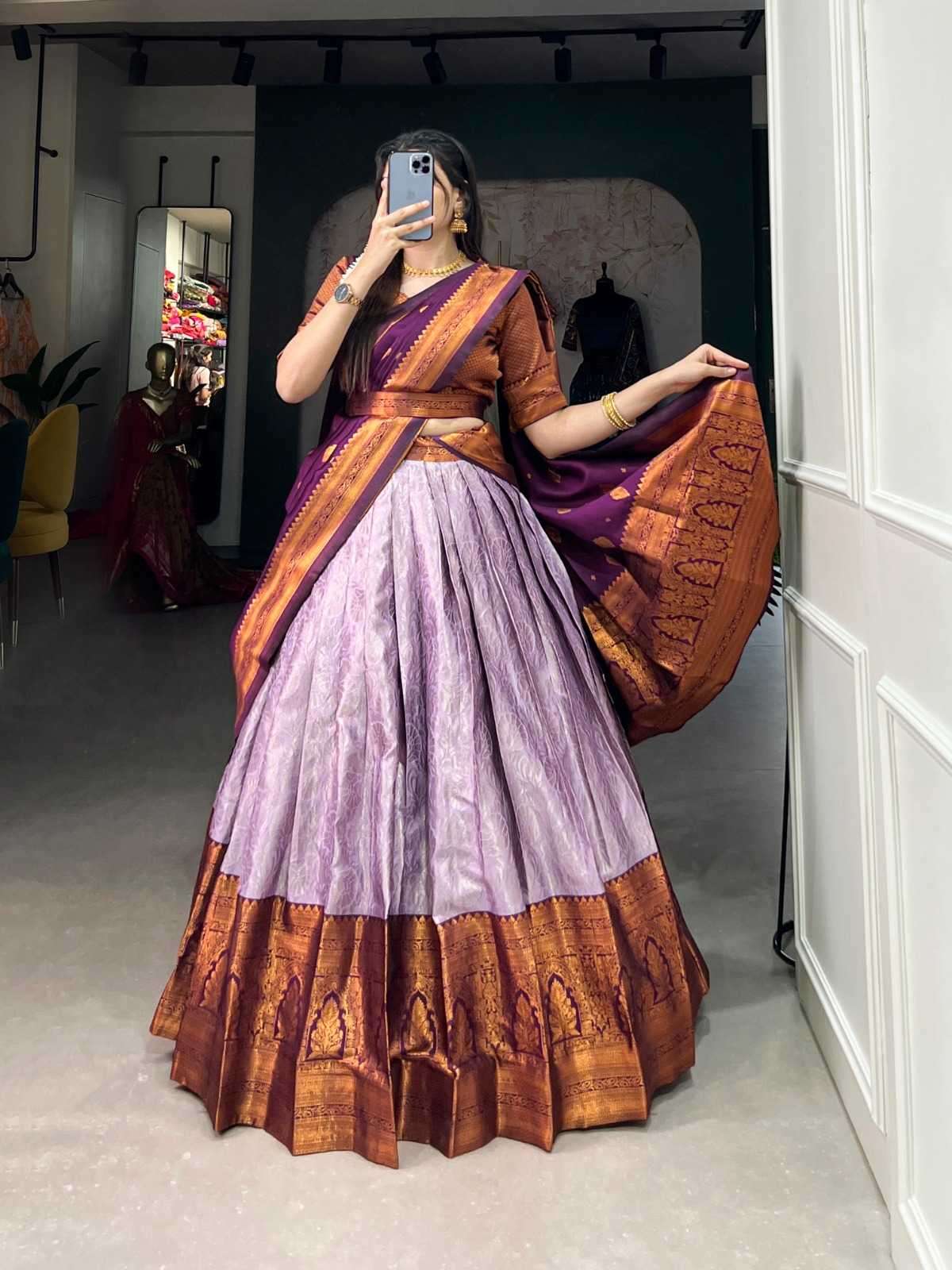 pr lnb2026 traditional wear jacquard silk zari weaving stitch lehenga
