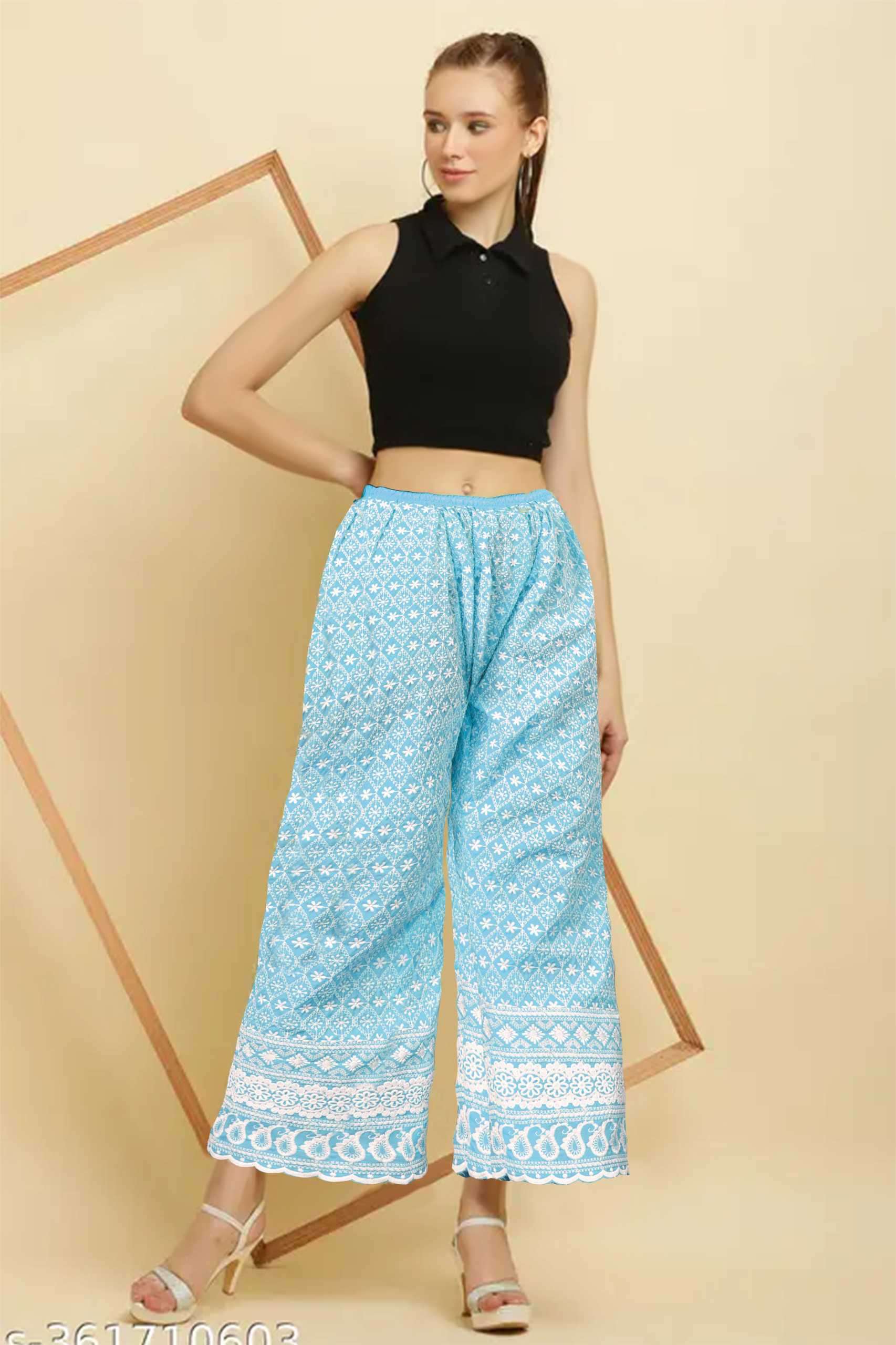 pr lucknow chikankari lowers palazzos vol 6 cotton new trendy 
