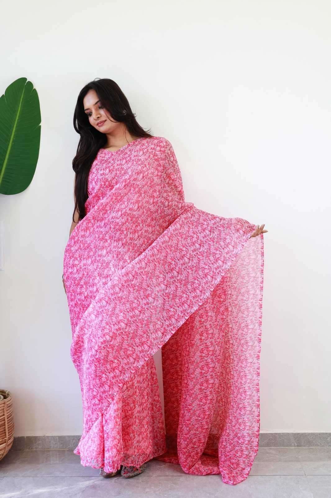 pr real model Soft Georgette with beautiful floral print saree