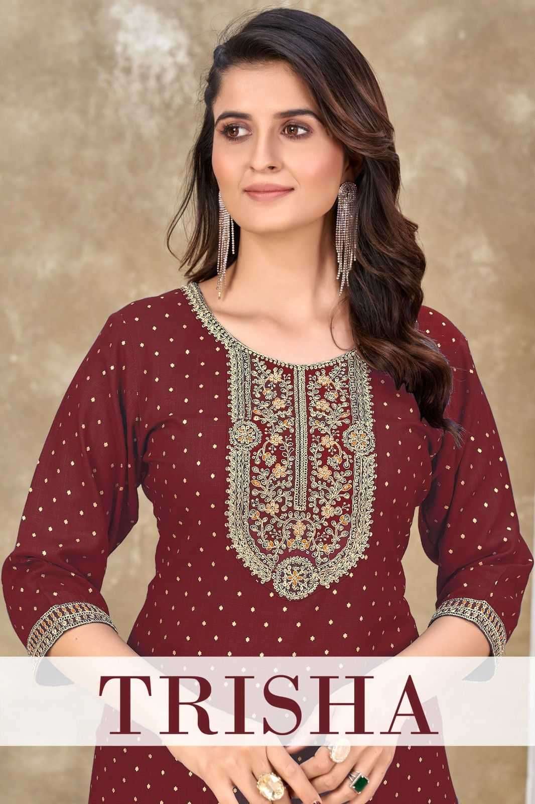 pr trisha series 1001-1006 rayon slub kurti 