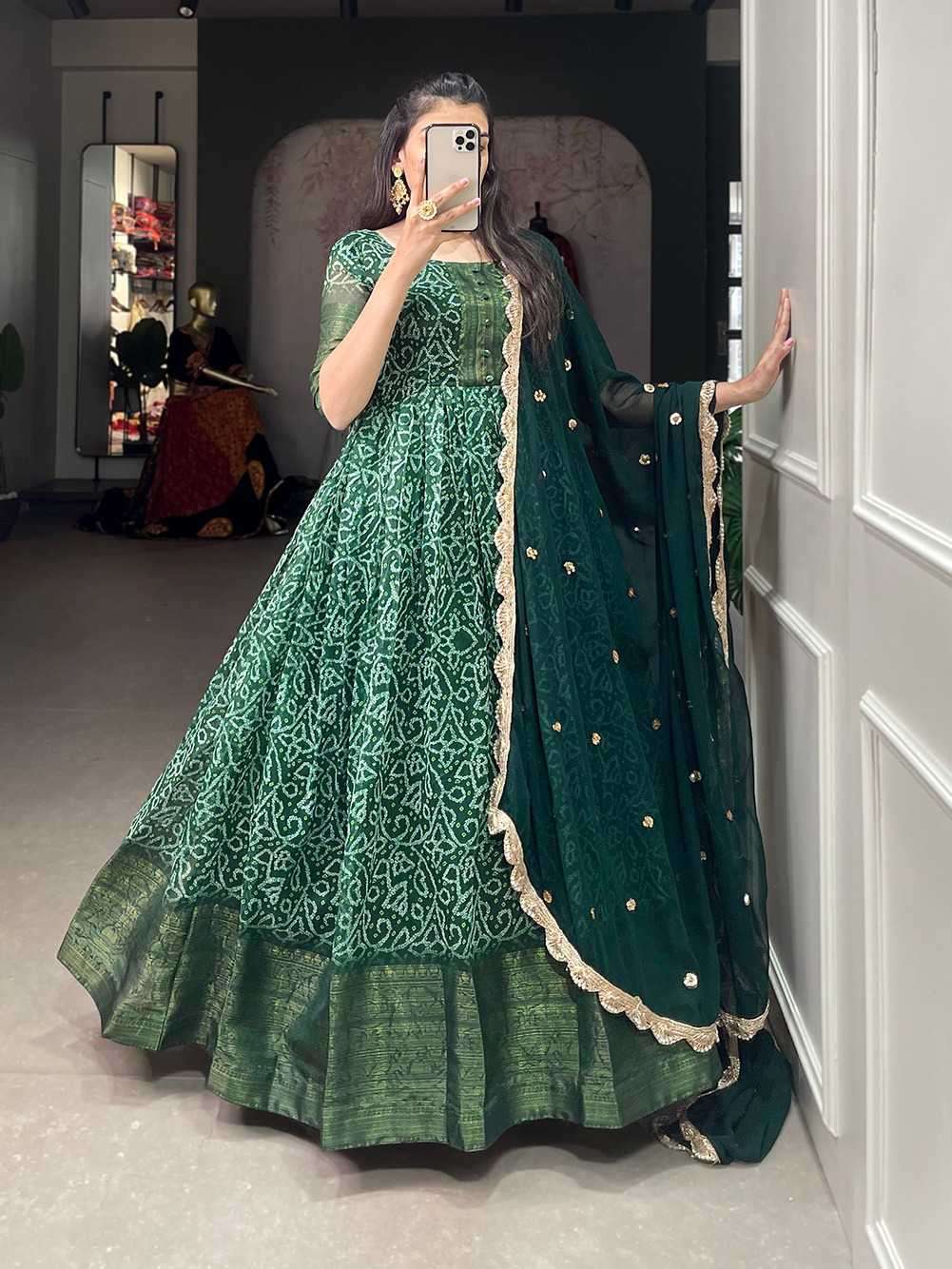 pr ynf5022 chanderi weaving work readymade designer long gown