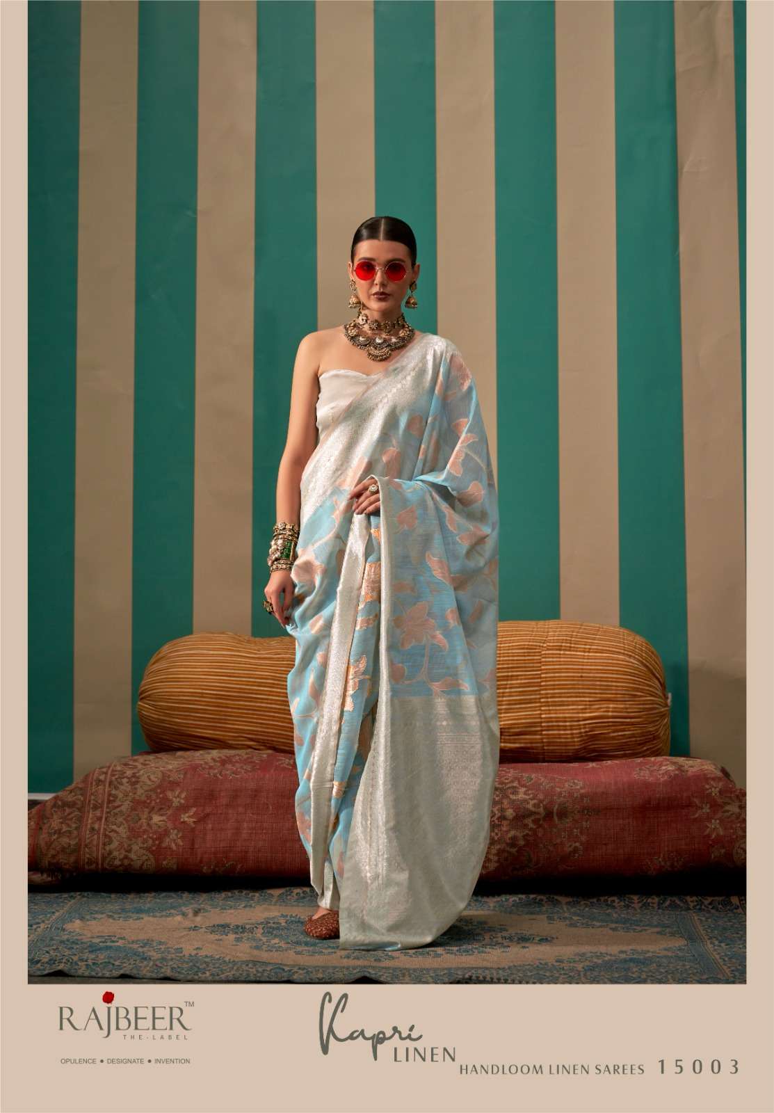 Rajbeer Kapri Linen series 15001 TO 15006 Handloom Weaving Linen Sarees