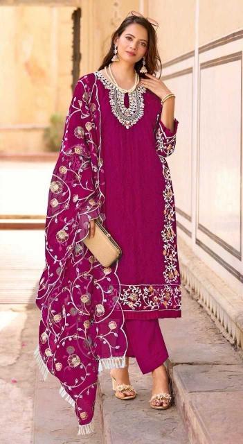 ramsha R-1165 nx organza embroidery suit 