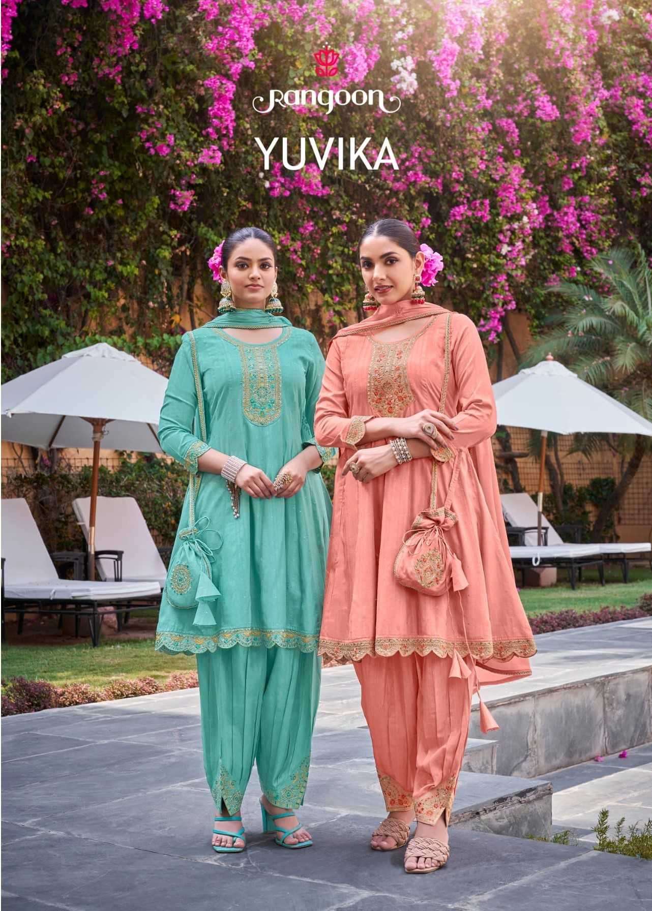 rangoon yuvika series 5111-5116 Viscose With Fancy Embroidery readymade suit 