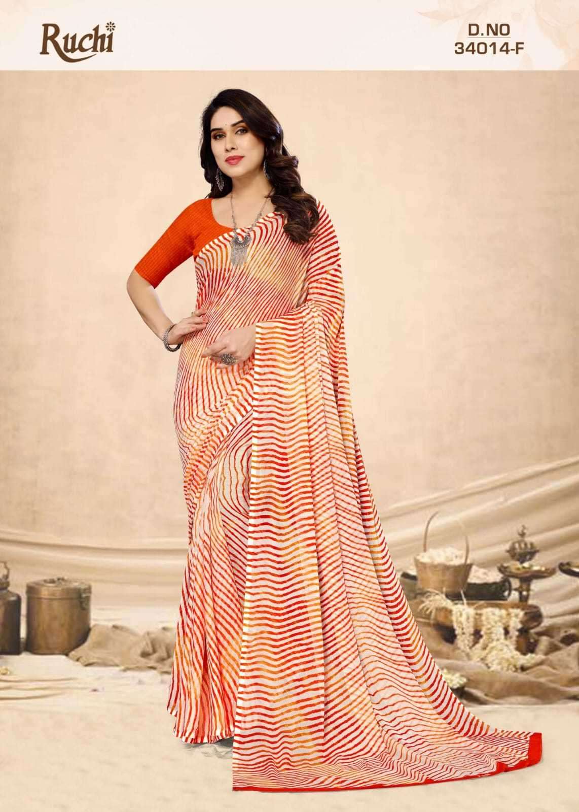ruchi star chiffon lehriya vol 14 series 34014 Chiffon saree