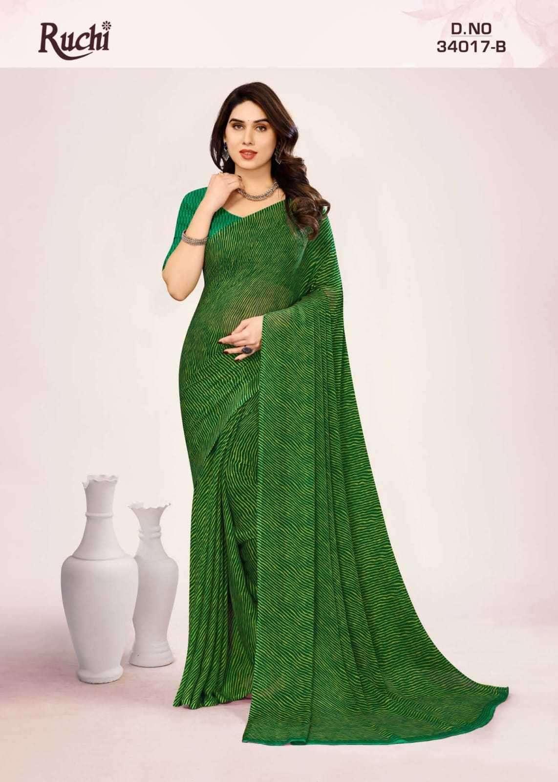 ruchi star chiffon lehriya vol 17 series 34017 Chiffon saree