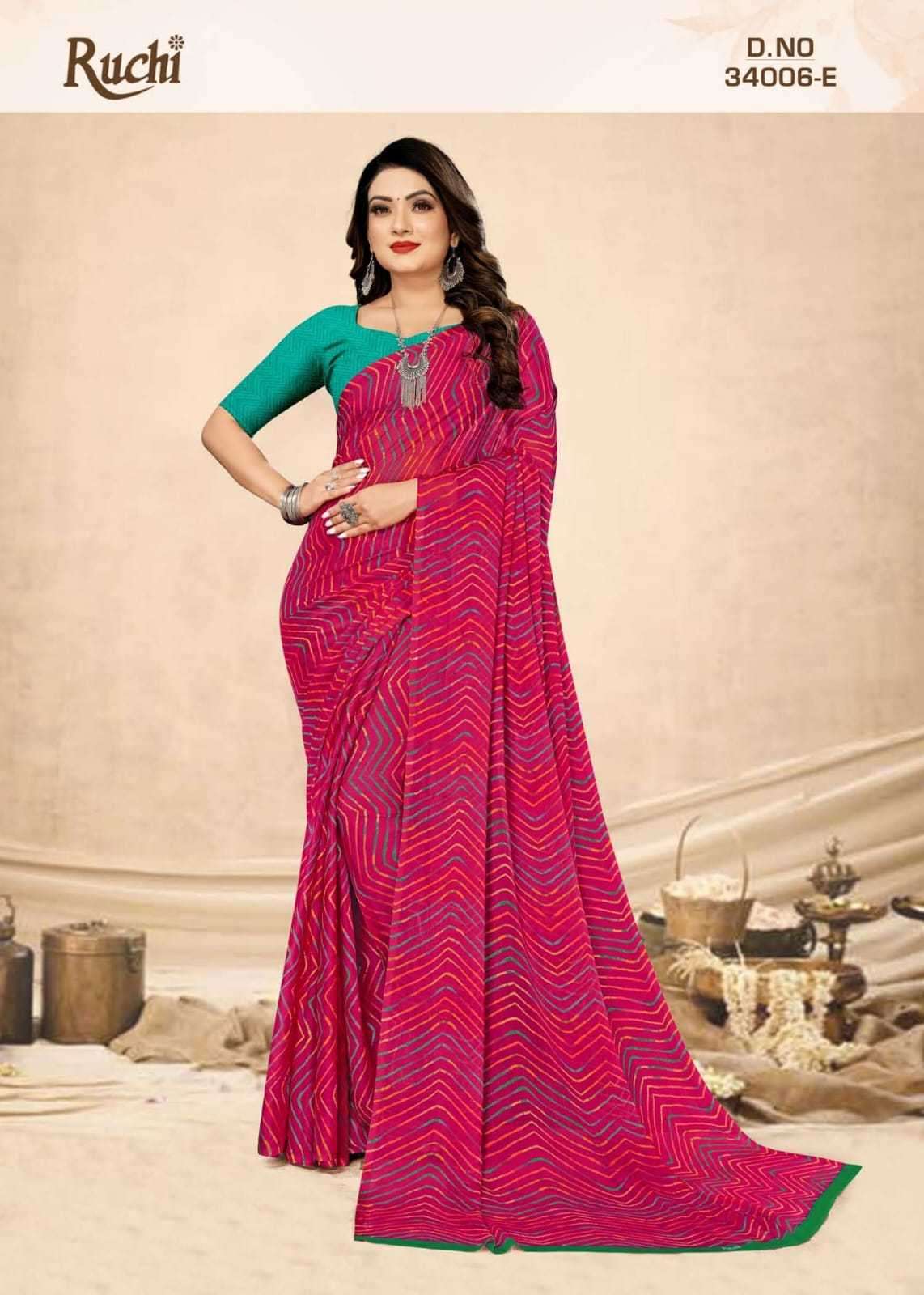 ruchi star chiffon lehriya vol 6 series 34006 Chiffon saree