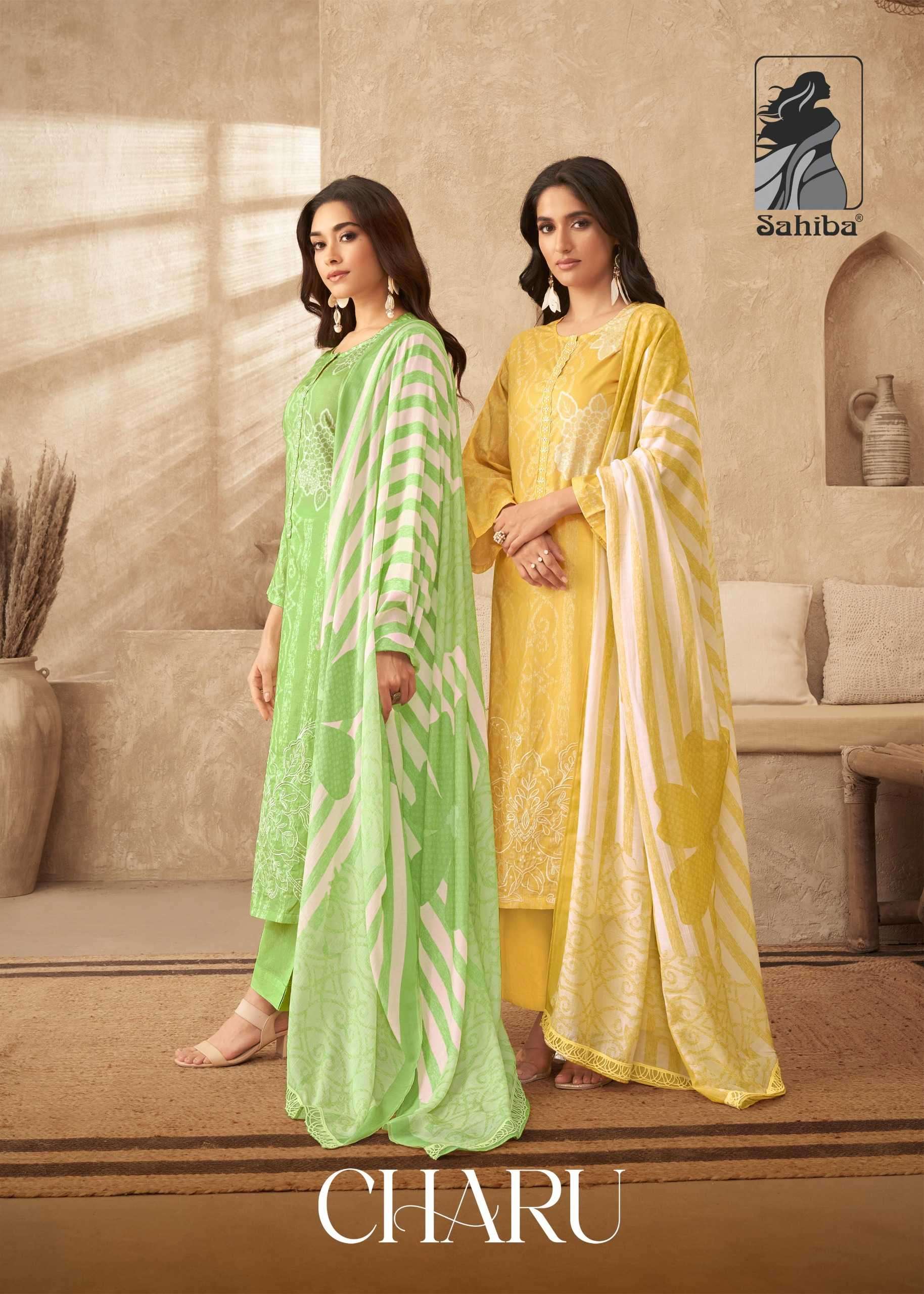 sahiba charu pure cotton lawn digital print suit 