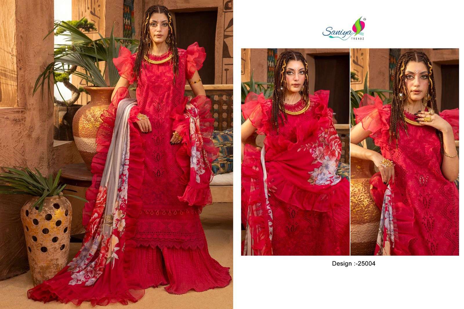 SANIYA TRENDZ ADAN libas Chikankari VOL- 25 25004 designer cotton suit 