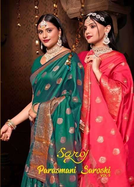 Saroj Parasmani Swarovski vol-5 series 1001-1006 Soft silk saree 