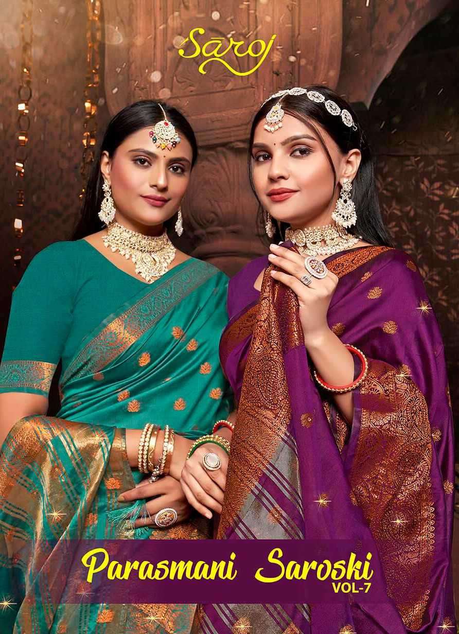 Saroj Parasmani Swarovski vol-7 series 1001-1006 Soft silk saree