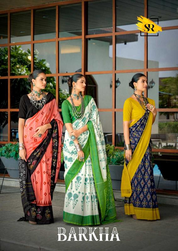 sr barkha plus series 1001-1010 mul mul cotton saree