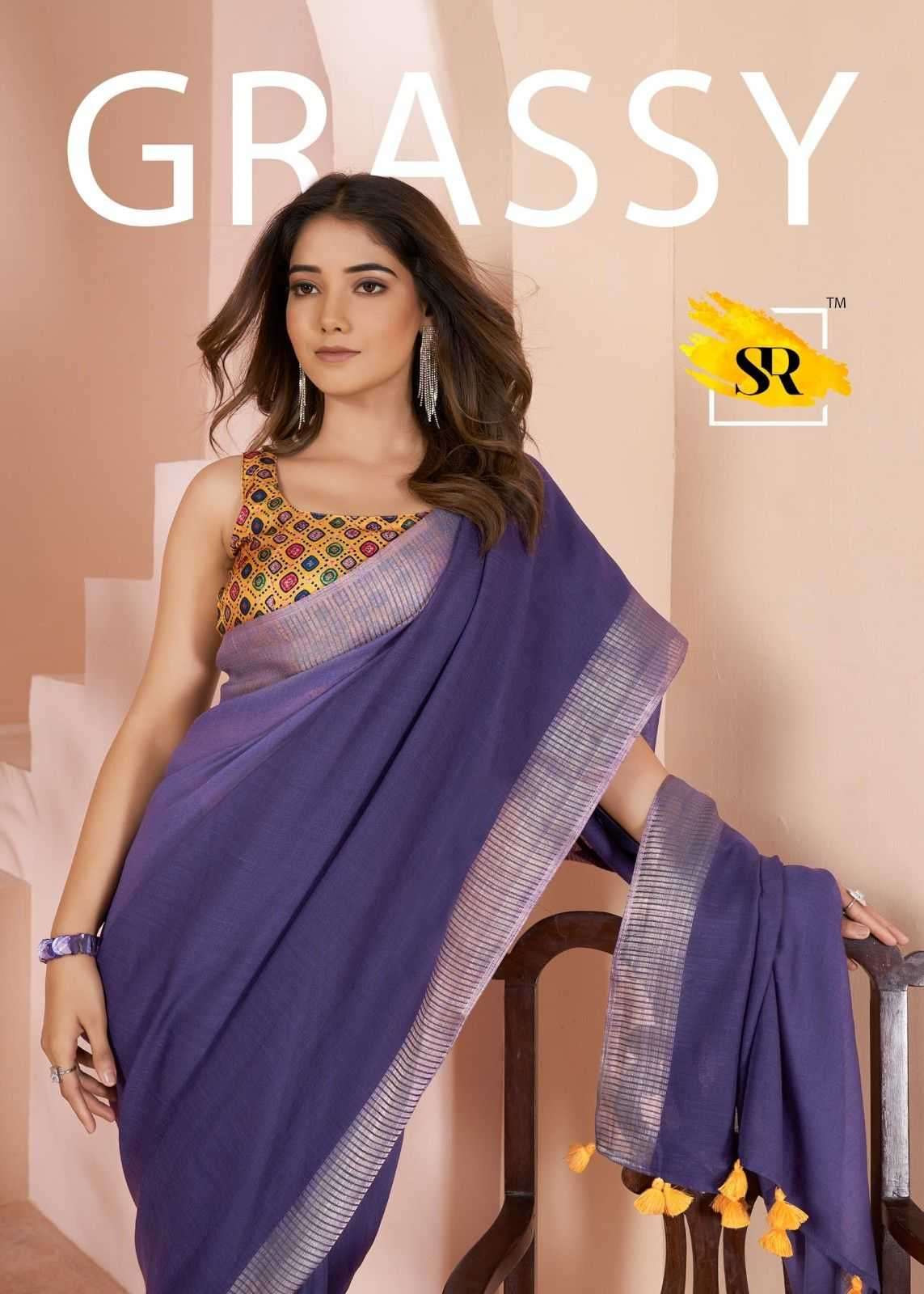 sr saree grassy series 1001-1010 Shaded Print In Linen saree