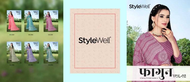 stylewell faagun vol 2 series 3249-3254 Dull Moss Chiffon Print saree