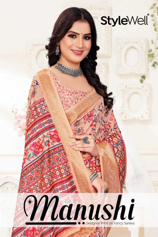 stylewell manushi series 8126-8133 Digital Print On Fancy Saree