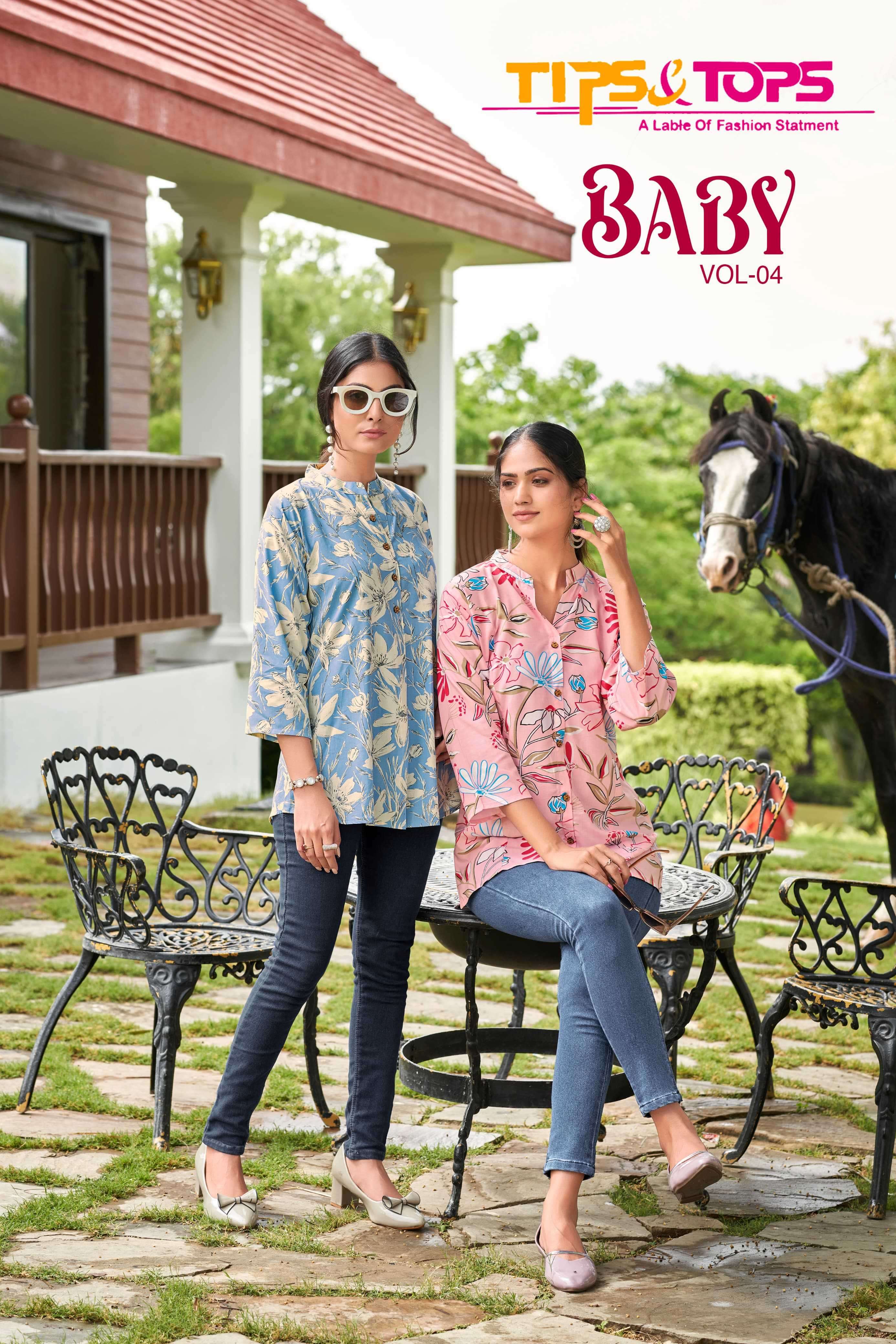 tips & tops baby vol 4 series 1001-1009 Heavy Reyon Print kurti
