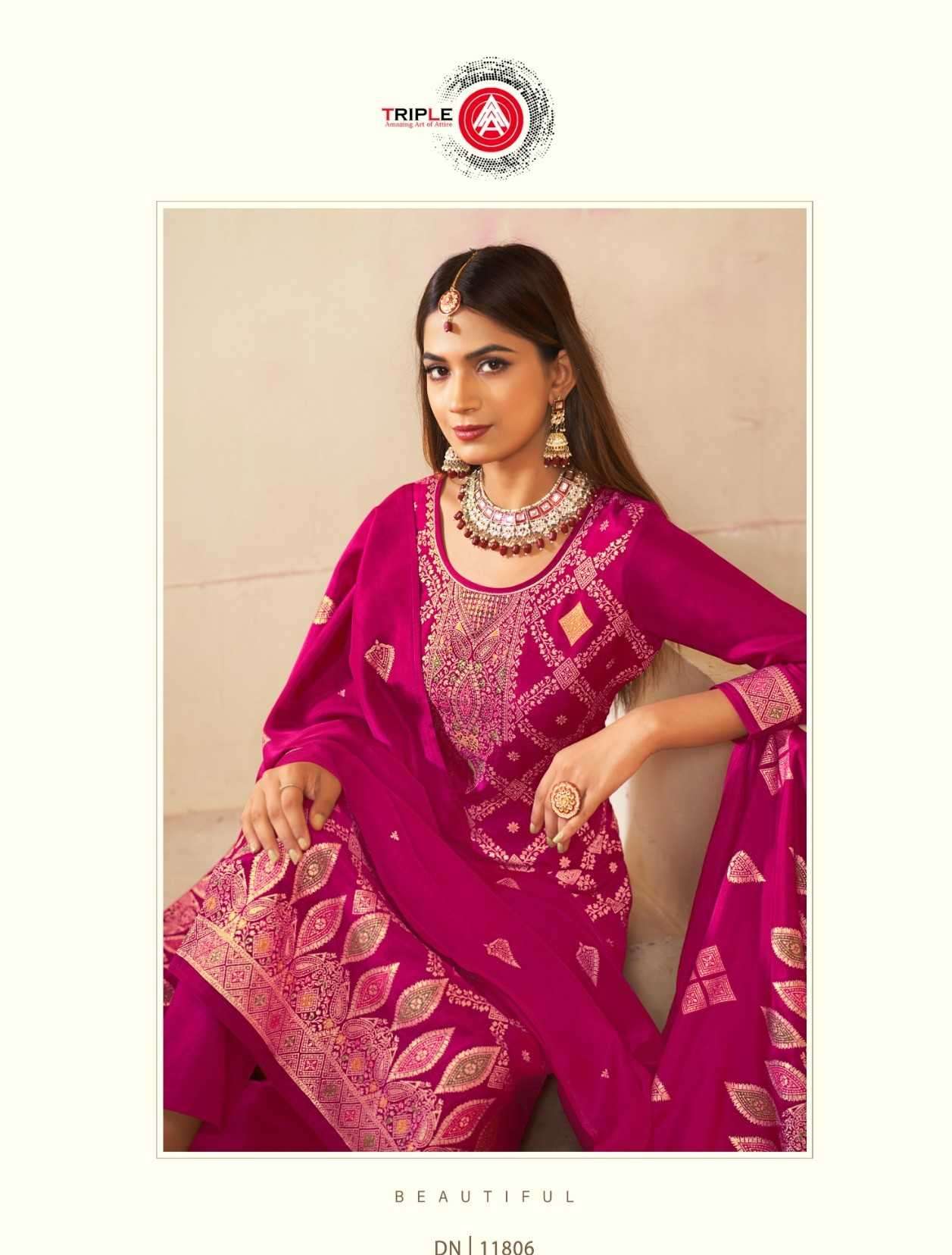 triple a cred series 11801-11806 pure viscose silk suit 