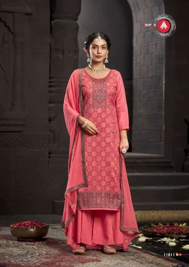 triple a jenika series 11811-11816 Pure Russian Silk Jequard suit