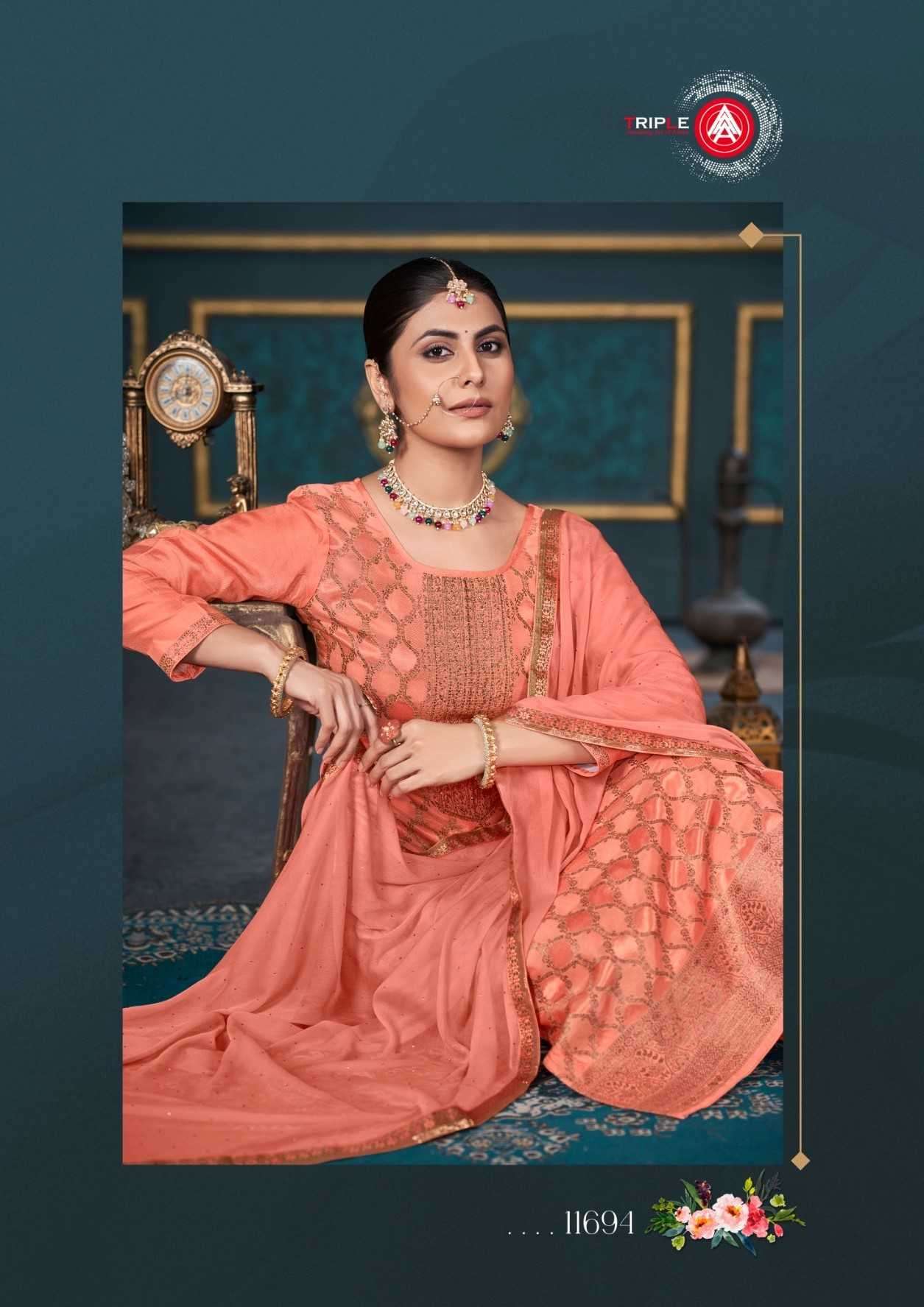 triple a payal edition vol 4 series 11691-11696 pure muslin suit 