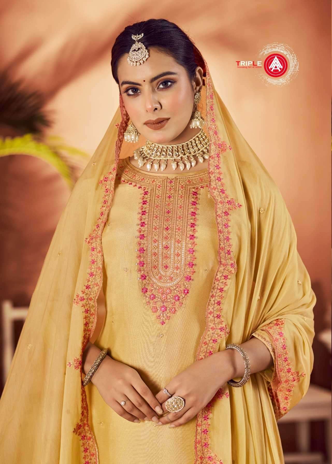 triple a taani series 11601-11606 Pure Muslin Diamond suit