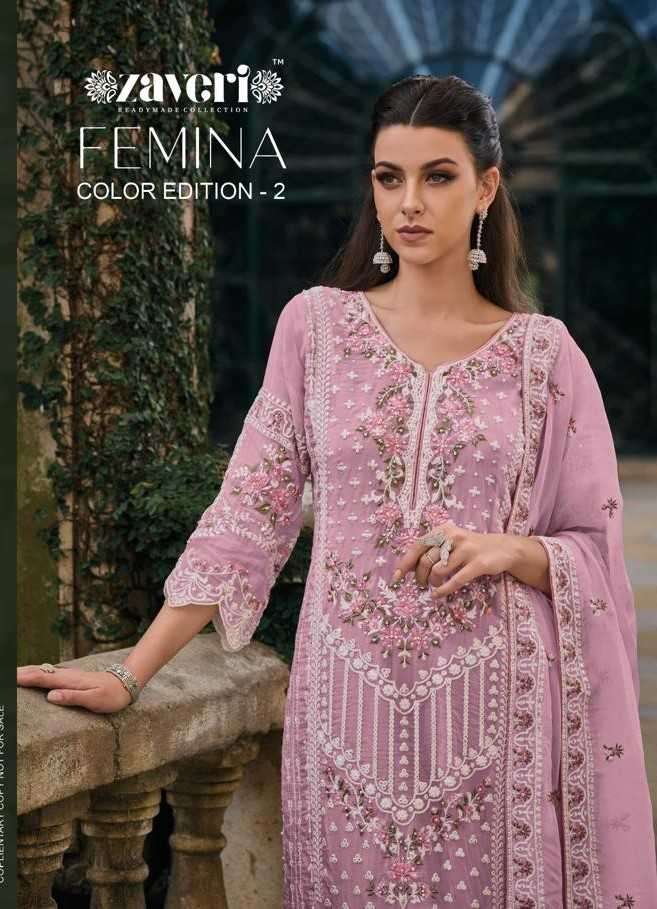 zaveri femina colour edition vol 2 series 1219 Soft organza readymade suit