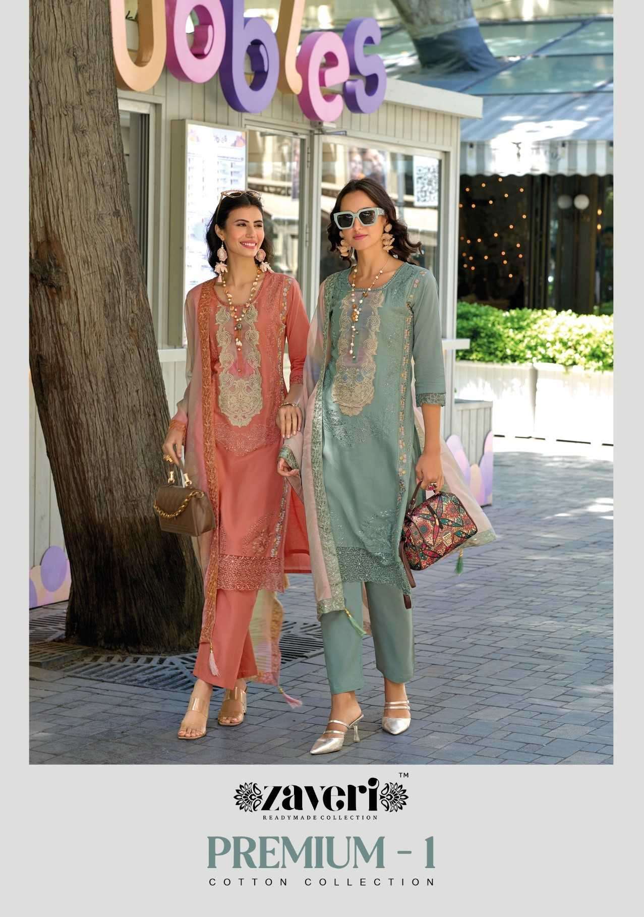 zaveri premium vol 1 series 1309-1310 cotton readymade suit 