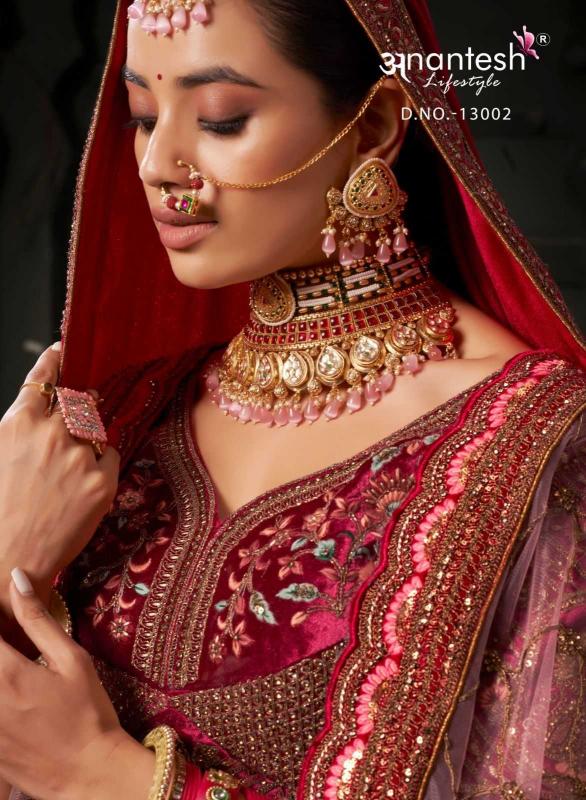 anantesh lifestyle wedding bride vol 1 series 13001-13003 lycra velvet lehenga