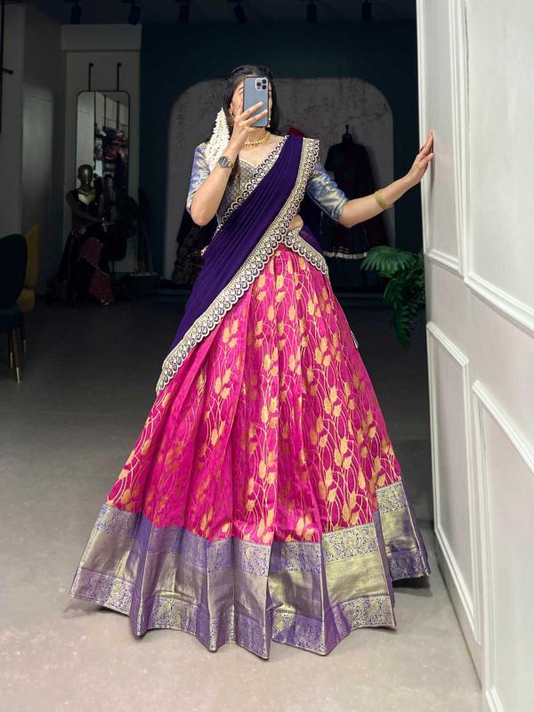 pr lnb2034 jacquard silk zari weaving work fully stitch stylish lehenga