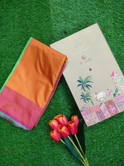 Rutrang D NO 1004 Satin silk saree with pallu and blouse piece