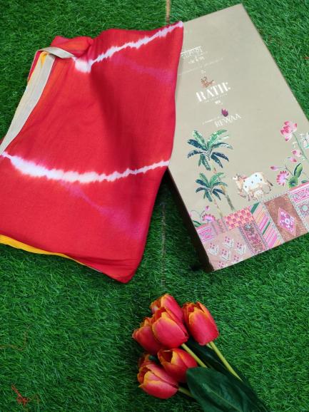 Rutrang D NO 1005 designer Pure Chiffon saree with pallu and blouse piece 