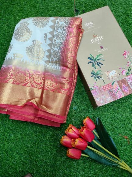 Rutrang D NO 1010 designer Kanchipuram Silk saree with pallu and blouse piece 