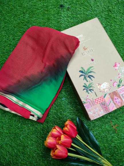 Rutrang D No 1013  designer Pure Chiffon  saree with pallu and blouse piece 