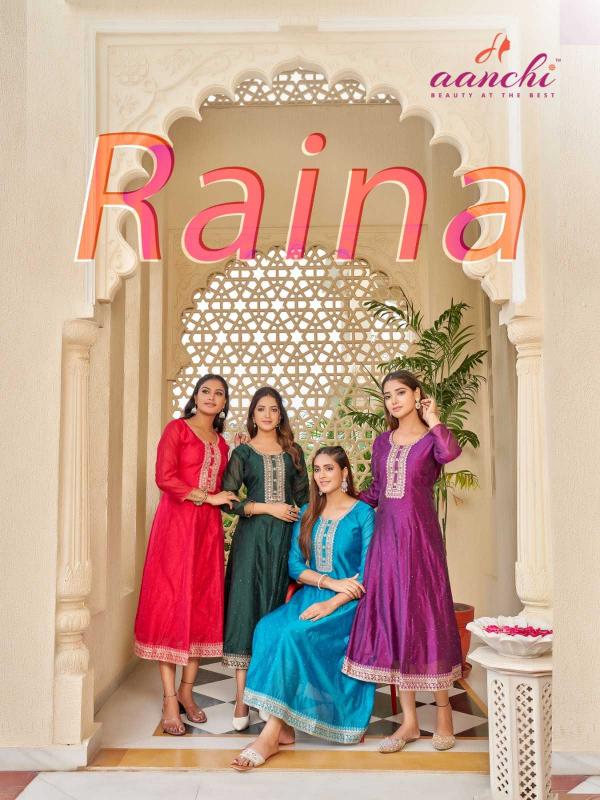 Aanchi Raina series 1001 to 1006 Modal Silk Readymade Stylish Long Kurti Trendy Ethnic Wear for Women