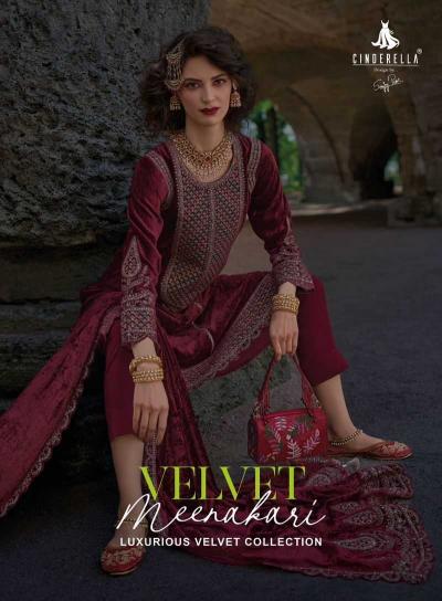 cinderella velvet meenakari series 10782-10788 PURE VISCOSE VELVET wholesale salwar kameez in surat  