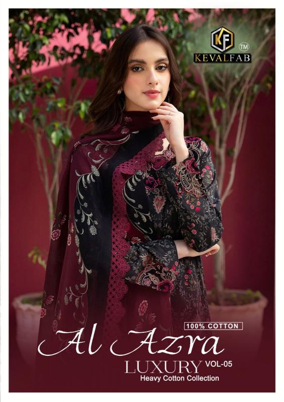Keval Fab Al Azra Vol 5 series 5001 to 5006 Premium Cotton Dress Material Catalog