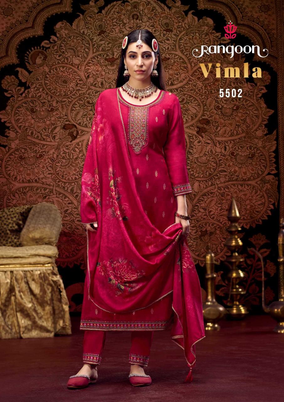 rangoon vimla series 5501-5504 Dola Jecaurd  wholesale readymade salwar kameez in surat