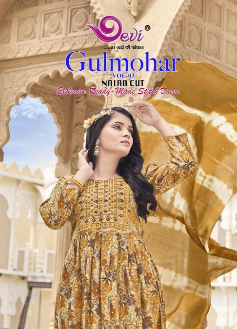 Devi Gulmohar Vol-3 Series 3001-3008 Muslin , Wholesale Readymade Suits Collection in Surat