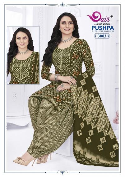 Devi Pushpa Vol-3 Series 3001-3012 Cotton Neck Work , Wholesale Readymade Suits Collection in Surat