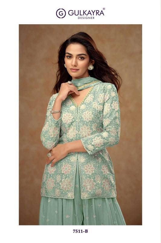 Gulkayra Designer Firdous 7511 Chinon Wholesale Readymade Palazzo Suit in Surat