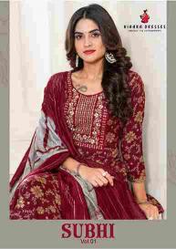 Hiaara Subhi Vol-1 Series 1001-1008 Rayon , Wholesale Readymade Suits Collection in Surat