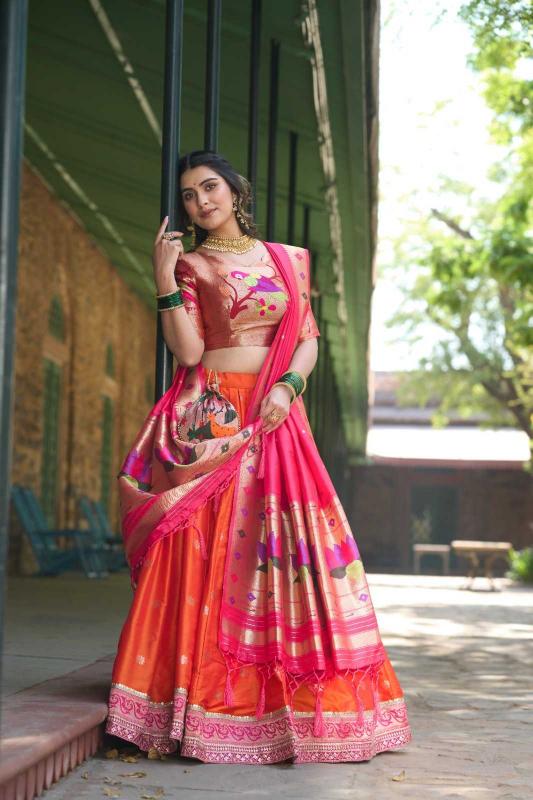 PR LNB2005 Jacquard Silk Weaving Pattern Wholesale Readymade Lehenga with Unstitched Blouse in Surat