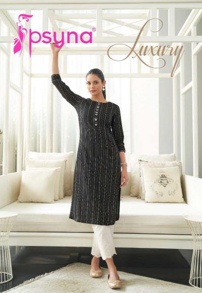 Psyna Luxury Series 1001-1005 Lurex Simple Wholesale Readymade Kurtis in Surat