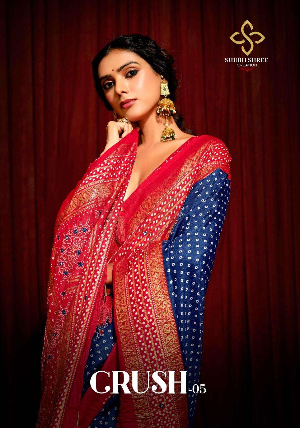 shubh shree crush vol 5 series 5001-5008 VELVET TUSSER SILK Wholesale Saree in Surat