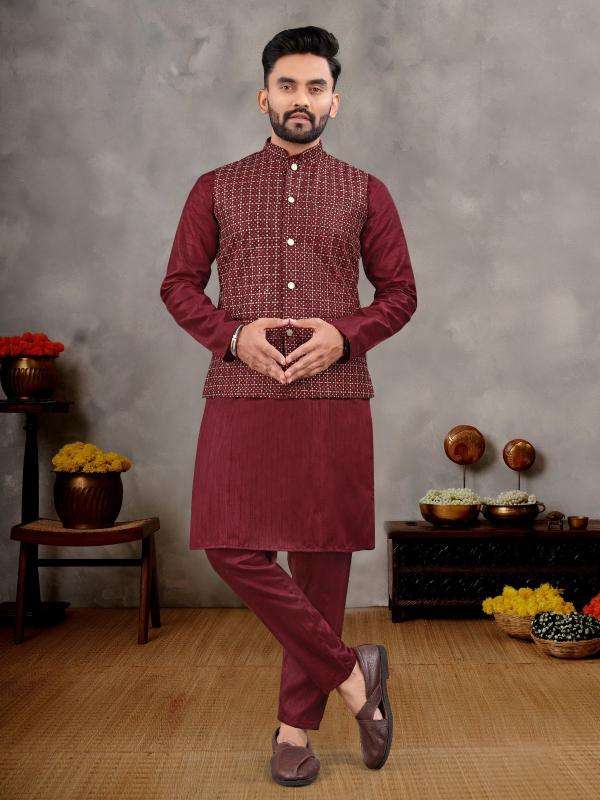 pr manyavar vol 3 bangory silk readymade classic kurta pajama with koti