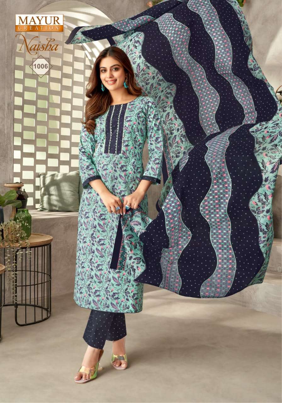 Mayur Naisha Vol-1 series 1001-1010 Pure Cotton wholesale salwar kameez in surat 