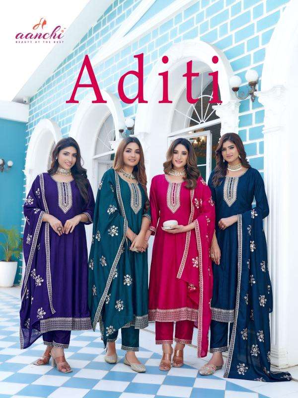 Aanchi aditi series 1001-1004 vichitra silk wholesale readymade suit