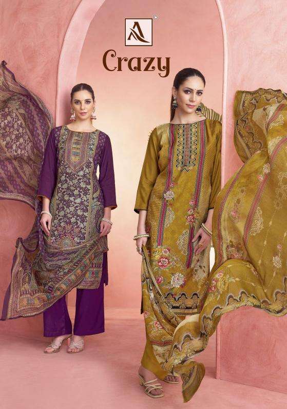 alok crazy series 1786001-1786006 viscose muslin wholesale suit 